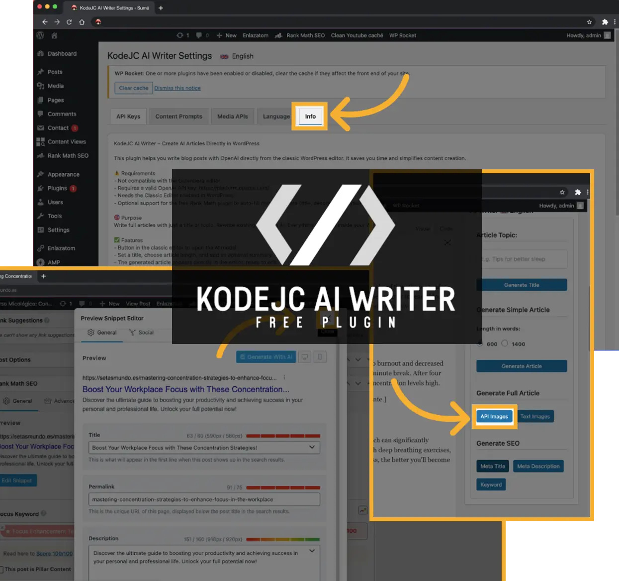 Kodejc AI Writer för WordPress showcase